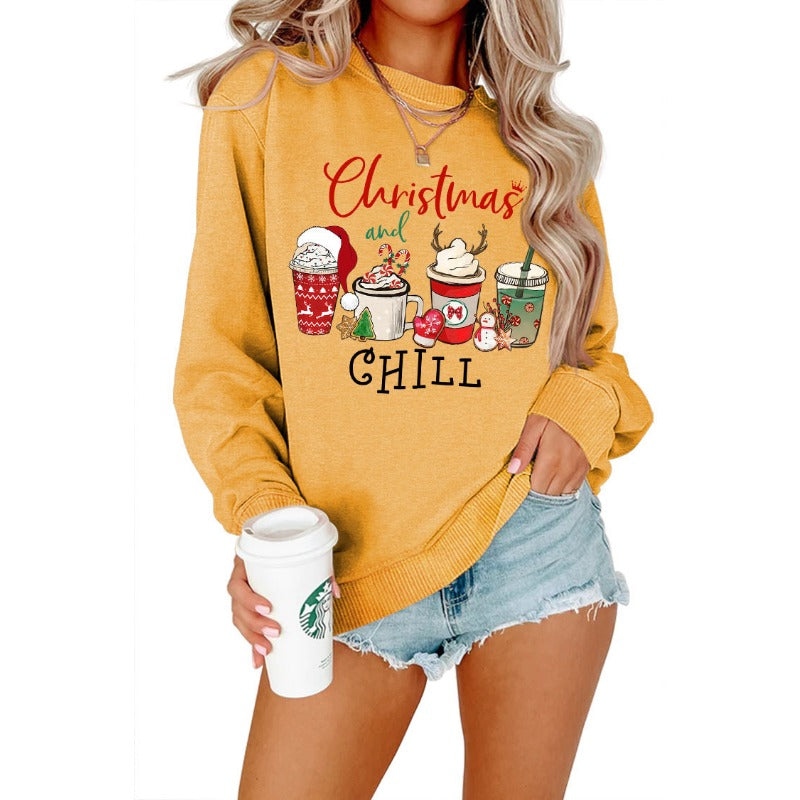 Wholesale Christmas Cotton Printed Women's Sports Sweaters